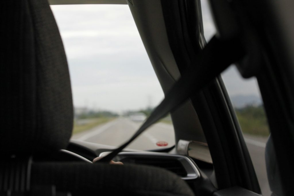 a view from inside a car looking out the windshield