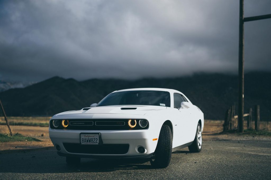 White Dodge Charger on the Road