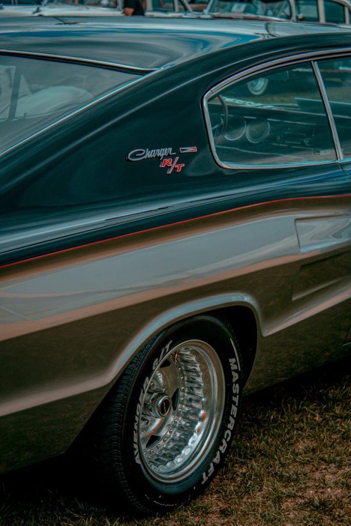 Brown Dodge Charger Vintage Sports Car with Black Roof