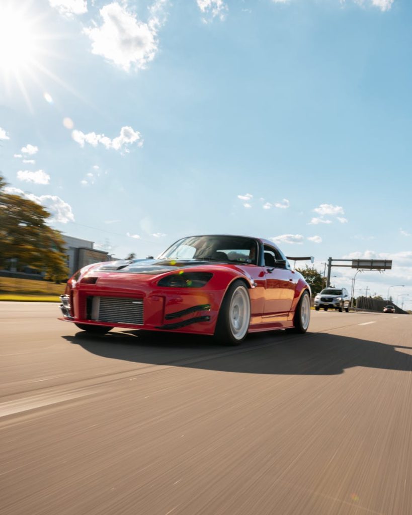 A Red Honda S2000 on the Road