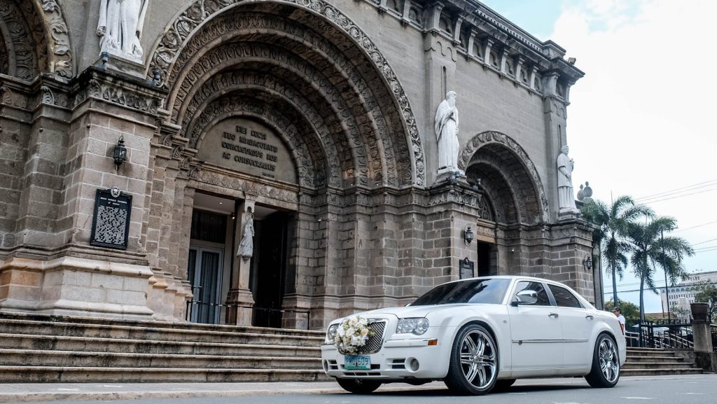 Wedding Decorated Chrysler 300 by Manila Cathedral